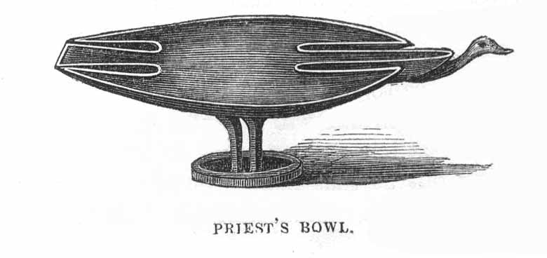 This illustrates the rare priest's kava dish in duck  from a drawing by Rev. Thomas Williams an early missinaray